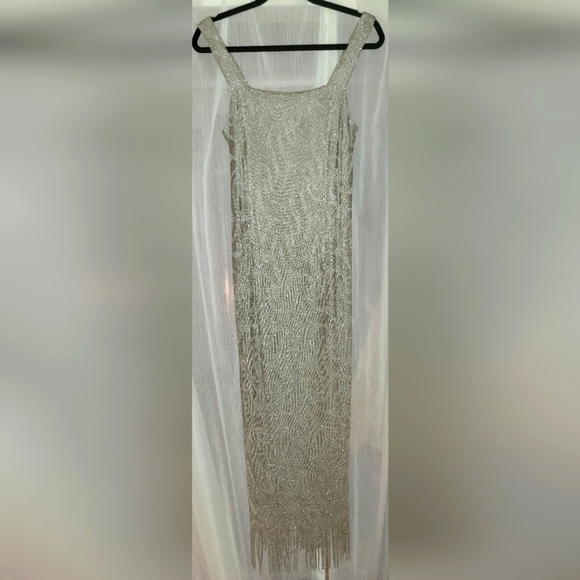 S.L. Fashions Dresses & Skirts - Silver, Full-length Dress - 10